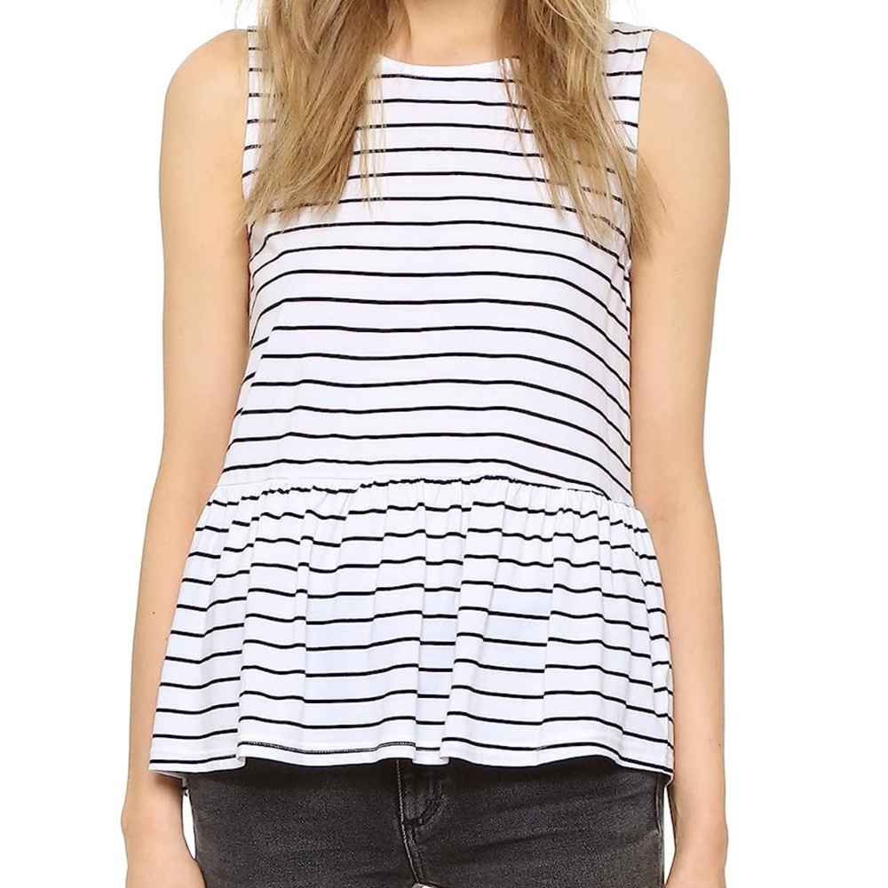 Cupcake and Cashmere Horizon Striped Top with Ruffle - size S